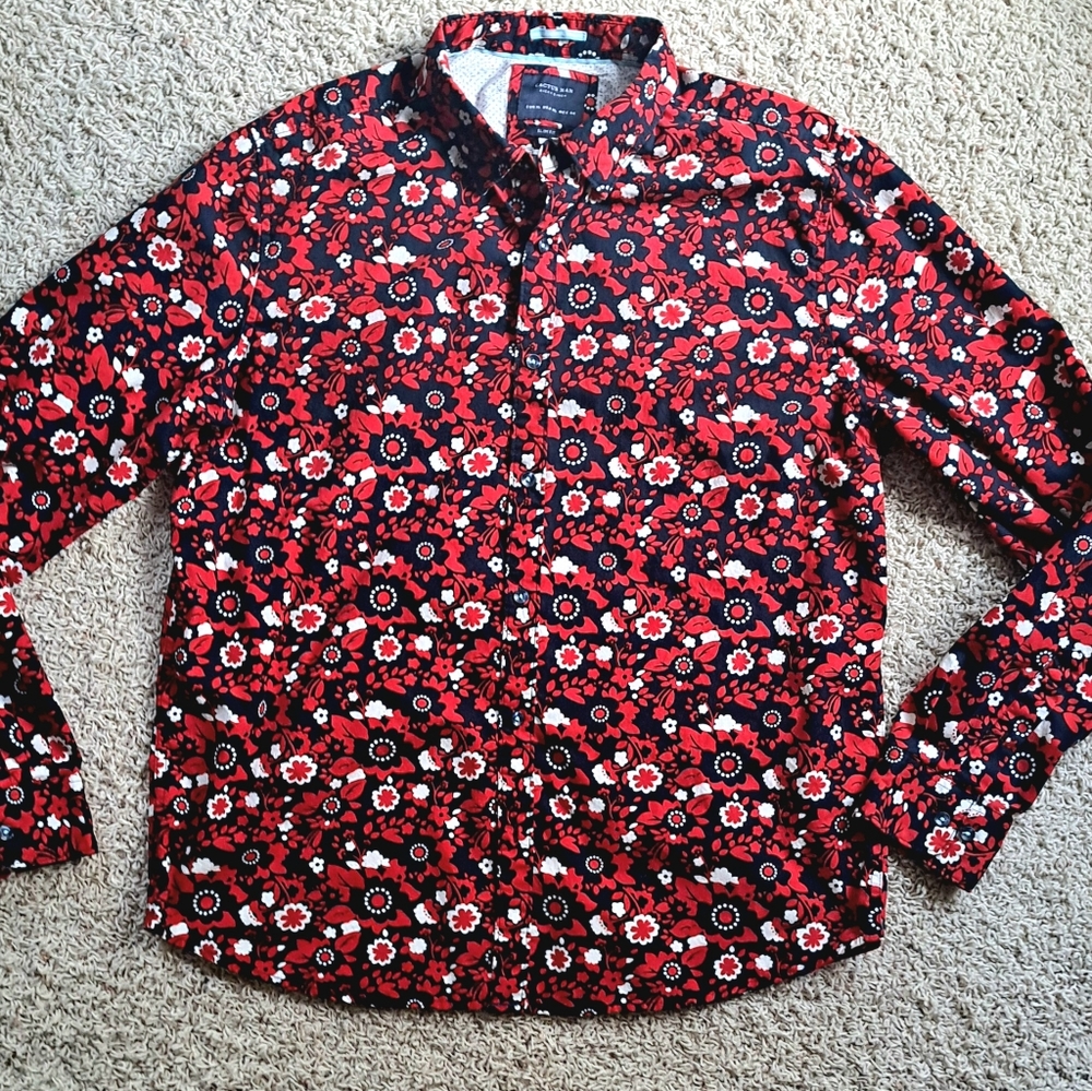 Cactus man casual button-down long sleeve shirt XL slim fit